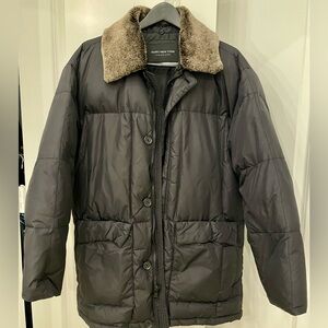 Marc New York Men's Black Puffer Coat with removable Faux Fur Collar